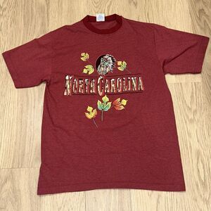 Vintage North Carolina Indian Leaves Single Stitch Tee Shirt Belton USA Size L